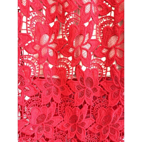 WOMEN RED DRESS FLAPPER LACE SHORT SLEEVE ZIPPER CASUAL SIZE S - Picture 3 of 10